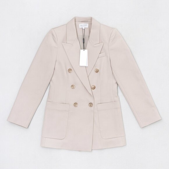 Reiss Nrd Alyx Double Breasted Wool Blend Blazer Beige Neutral Size 6 NWT - Picture 4 of 13